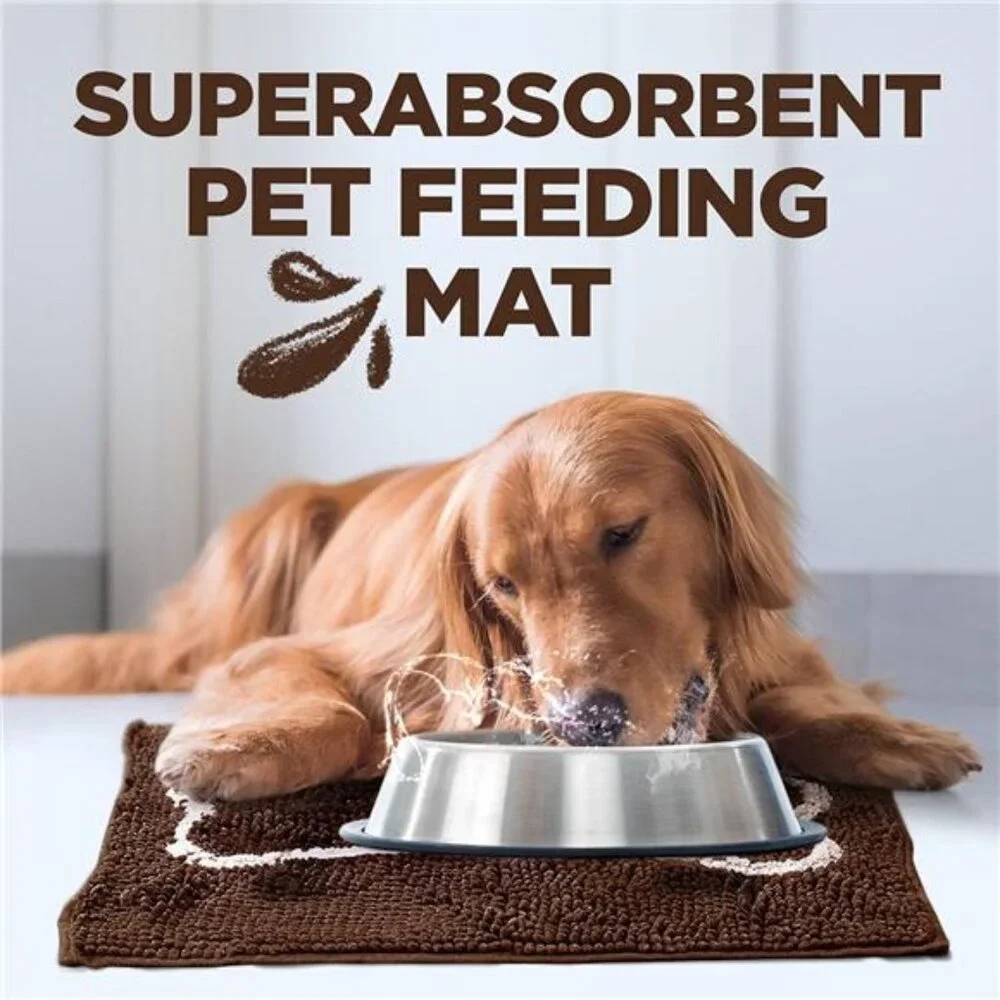 Ultra-Absorbent Dog Door Mat for Food and Water, Microfiber Chenille Dog Mat